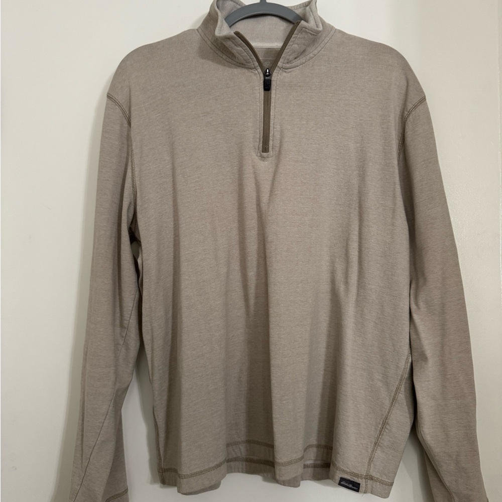 Eddie Bauer Light Tan Quarter-Zip Pullover
